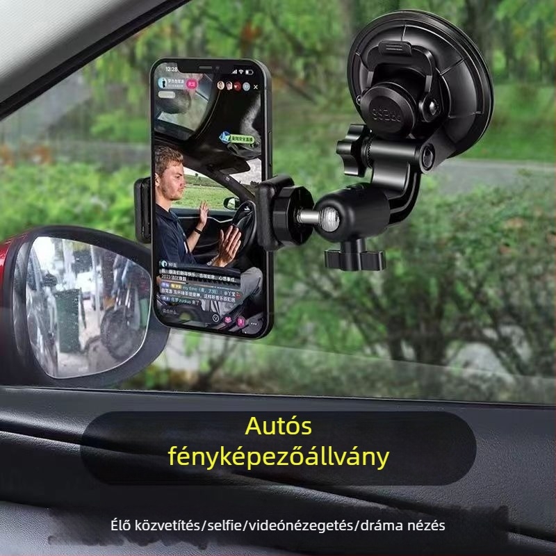 Autótelefon-tartó szívófejes, univerzális, szélvédőre szerelhető, navigációhoz és videófelvételhez