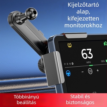 DP01 Autó műszerfalra szerelhető telefon-tartó – csattos rögzítés, 17 mm gömbfej, áramellátás nélkül, klipsz a központi kijelző navigációjához