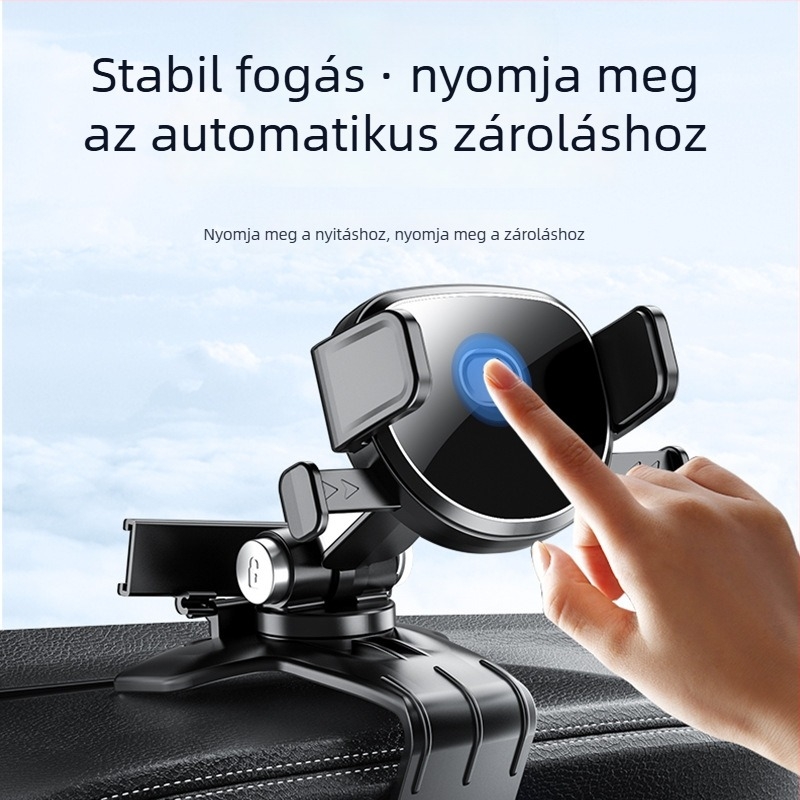Autós telefontartó ventilációs klippel, 360° forgás, automatikus zárás