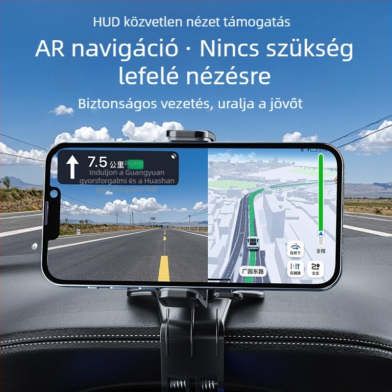 Autós telefontartó ventilációs klippel, 360° forgás, automatikus zárás