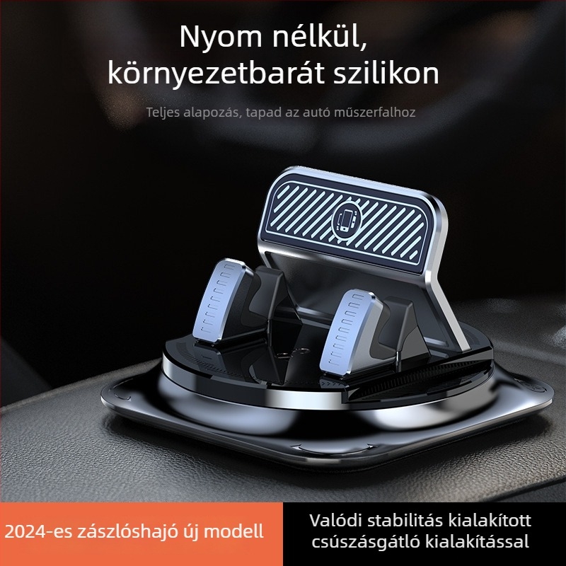 Autóba szerelt 360°-os forgó telefontartó navigációhoz, ragasztóval történő rögzítés, univerzális műszerfal panelhez, modell A7
