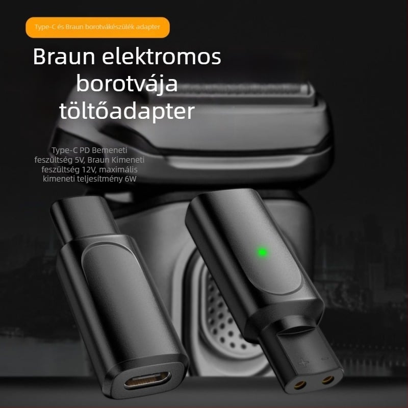 Braun borotva töltőkábel Type-C konverter XT/HC/BG sorozatokhoz