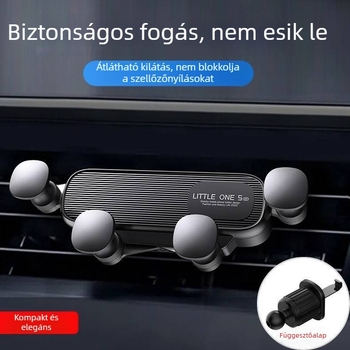 Autótelefon-tartó a műszerfal légáramlatnyílásához adó bázissal, univerzális középkonzol tartó — Snap-on telepítés; 7,5W teljesítmény; hangfelismerés; kompatibil napellenzővel