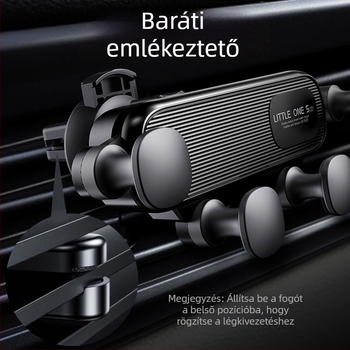 Autóba szerelhető telefontartó - rögzítés a légkivezetésre, Snap-On, gravitációs tartó, 360°-os forgatás, univerzális kompatibilitás, testre szabható
