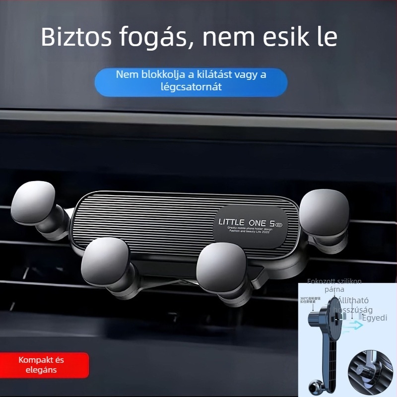 Autóba szerelhető telefontartó - rögzítés a légkivezetésre, Snap-On, gravitációs tartó, 360°-os forgatás, univerzális kompatibilitás, testre szabható