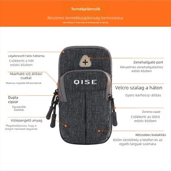 FLEAP Futó karos telefonhordtáska – vízálló Oxford anyag, logó nyomtatás, uniszex, testreszabható