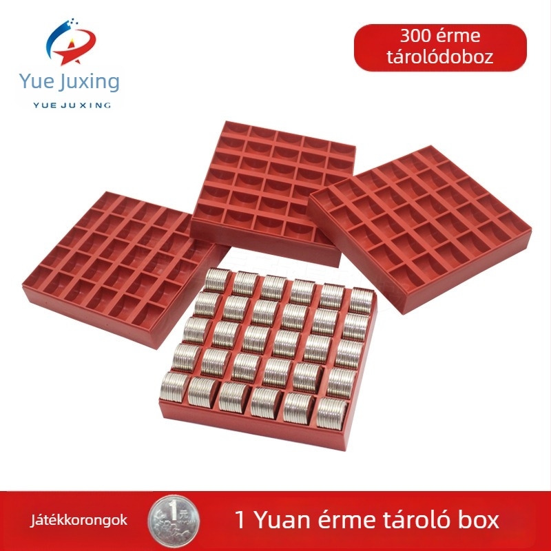 1 jüan érme doboza, modell 300#, műanyag, kapacitás 300 érme, tömeg 0,1 kg