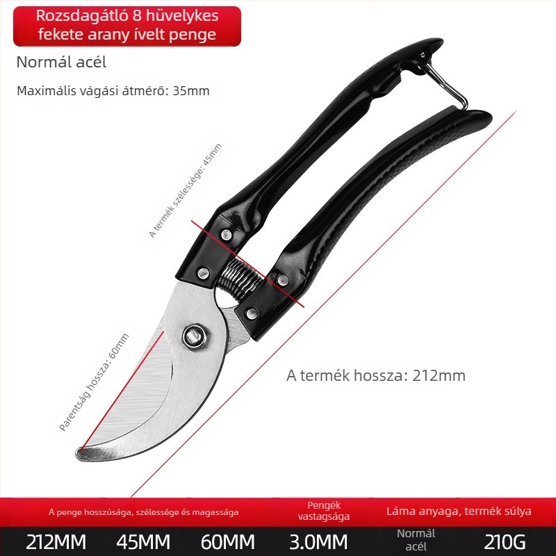 Ágvágó metszőolló – többfunkciós kerti eszköz éles, tartós pengével, rozsdamentes acél pengével, vágási átmérő 3