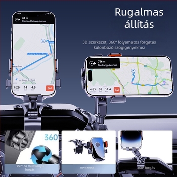 Autótelefon-tartó – ötvözet, univerzális a műszerfalon, gravitációs rögzítés, anti-shake támogatás