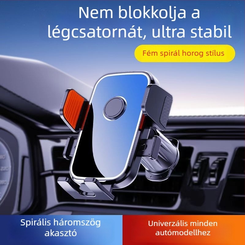 Autótelefon-tartó – ötvözet, univerzális a műszerfalon, gravitációs rögzítés, anti-shake támogatás