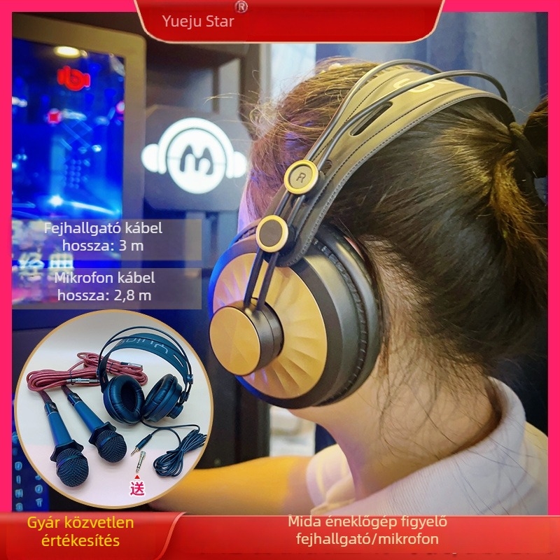 681HB karaoke fejhallgató éneklő géphez, 6,5 mm audió interfész, műanyag + elektronika