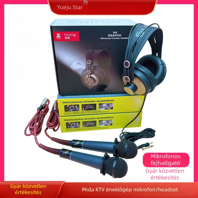 681HB karaoke fejhallgató éneklő géphez, 6,5 mm audió interfész, műanyag + elektronika