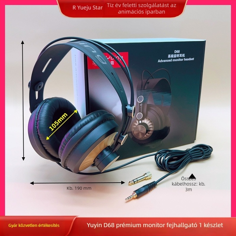 681HB karaoke fejhallgató éneklő géphez, 6,5 mm audió interfész, műanyag + elektronika