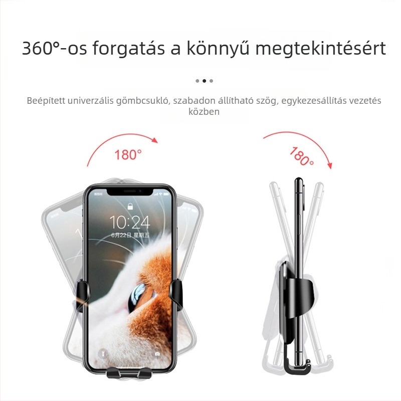 Xiao Qian Meow autós telefontartó — gravitációs érzékelő, klipsz a légcsatornához, kompatibilis a legtöbb telefonhoz