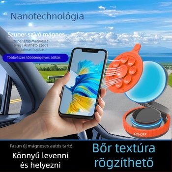 Autótelefon-tartó vákuumos tapadófelülettel, mágneses, összecsukható, polip-szívófej – univerzális kompatibilitás, ragasztással történő felszerelés
