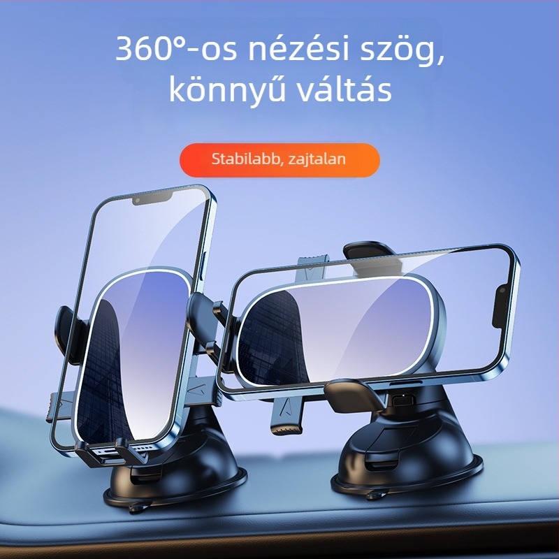 Autóba szerelhető telefontartó vákuumos rögzítővel, univerzális, műszerfalra szerelhető, 360°-ban forgatható