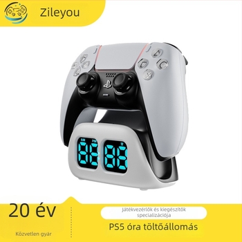 PS5 kontrollert gyors töltő dokkoló órás kijelzővel és LED-indikátorral