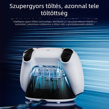 PS5 kontrollert gyors töltő dokkoló órás kijelzővel és LED-indikátorral