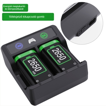 Xbox kontrollertöltő dokk USB-C csatlakozóval (2 újratölthető akkumulátor, adatkábel, kompatibilis Xbox Series X/S, Xbox One és Elite)