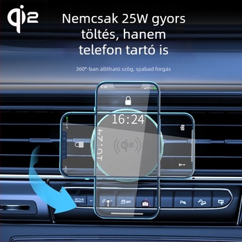 Qi 2.2 Vezeték nélküli Gyors Töltés 25W Mágneses Autó Töltő Telefon Tartóval Szívófejjel Apple iPhone 16/17