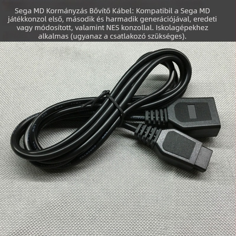 Sega MD vezérlő bővítőkábel, 9‑pontos interfész, PVC burkolat, réz vezető