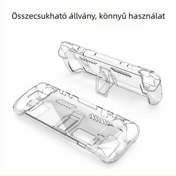 Steam Deck védő átlátszó PC tok állvánnyal — két részes kristályhéj, PC anyag