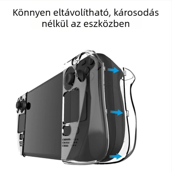 Steam Deck védő átlátszó PC tok állvánnyal — két részes kristályhéj, PC anyag