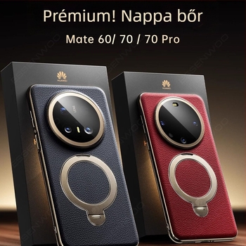 Huawei Mate70 Pro tok, valódi bőr, forgó állvánnyal, leesés elleni védelem