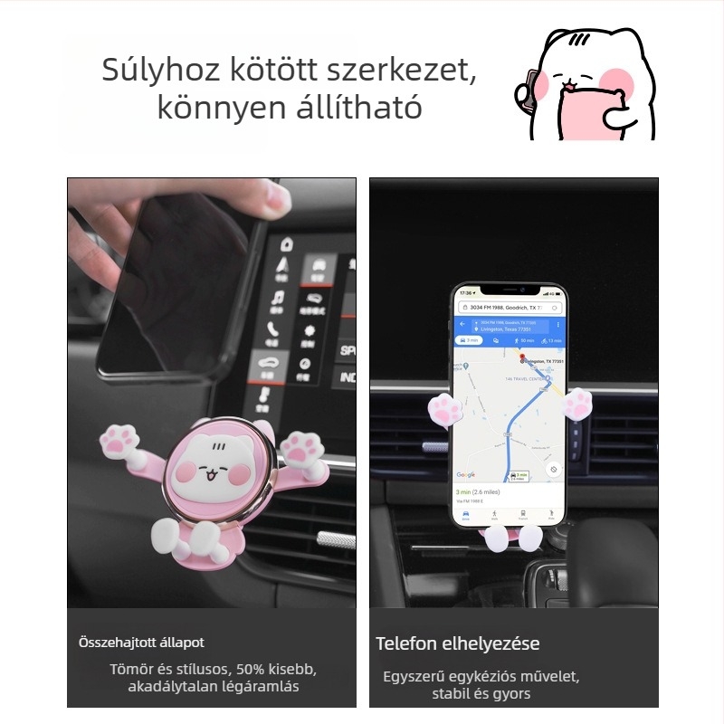 Che Dafu Ike 01 Cartoon autóstelefon-tartó a levegőnyíláshoz, gravitációs rögzítés, navigációhoz