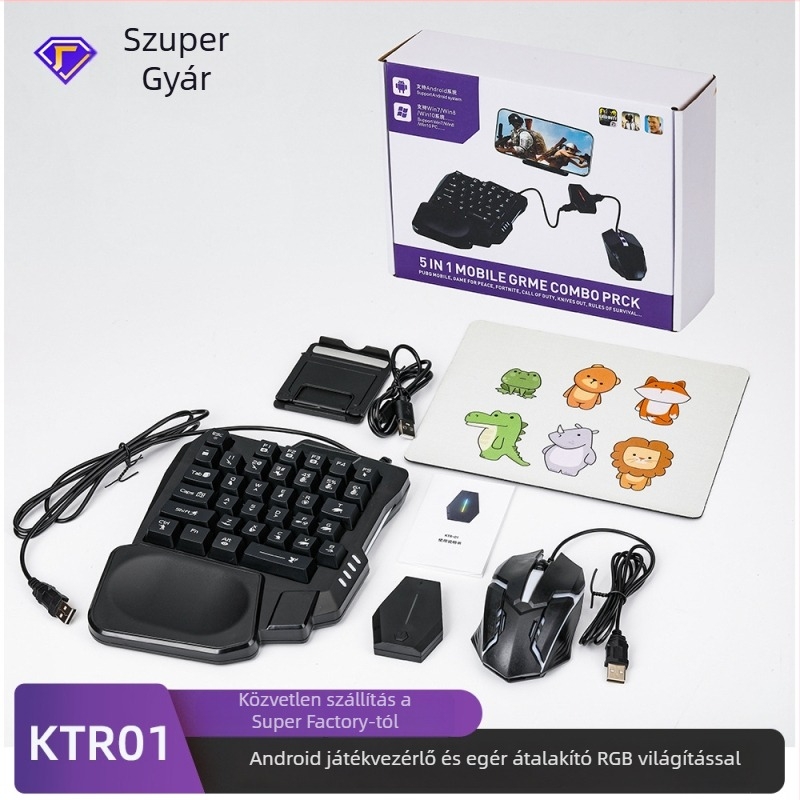 KTR-01 billentyűzet- és egér konverter Androidhoz — USB interfész, Bluetooth, ABS anyag