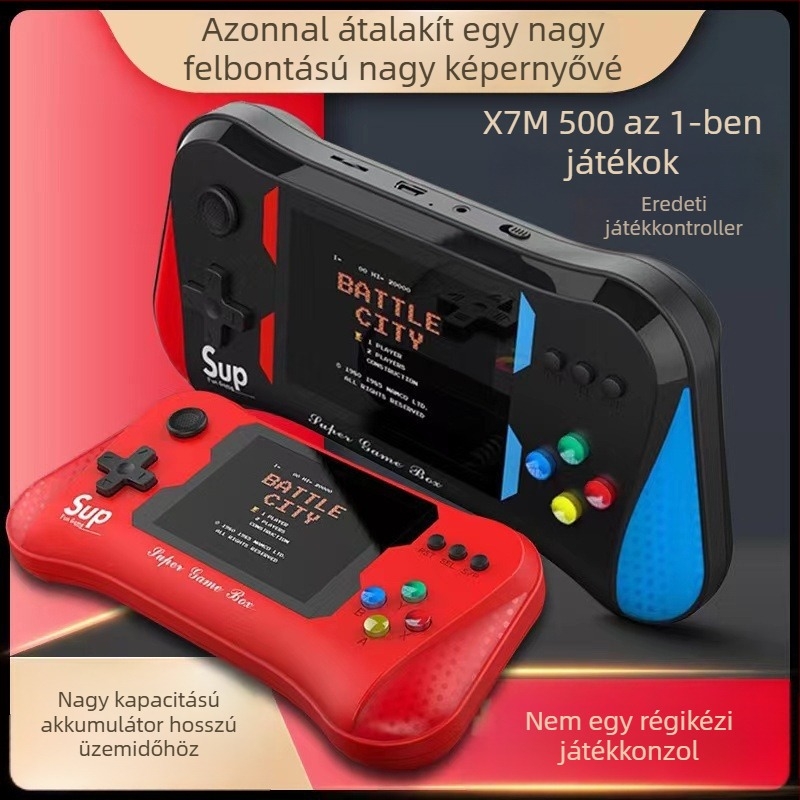 Kézben tartható retró kézi játékkonzol két játékos részére, 8 bites OS, 256 MB memória, USB interfész