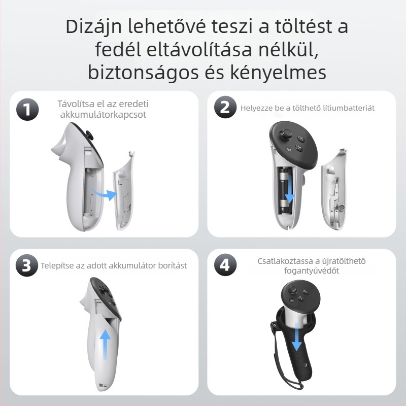 Quest 3/3S kontroller védő szilikon fogantyú beépített újratölthető akkumulátorral (Type-C)