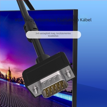 VGA-kábel, férfi–férfi, 3+6 tiszta rézmag, oxigénmentes réz, mágnesgyűrű, nagy felbontású jelátvitel