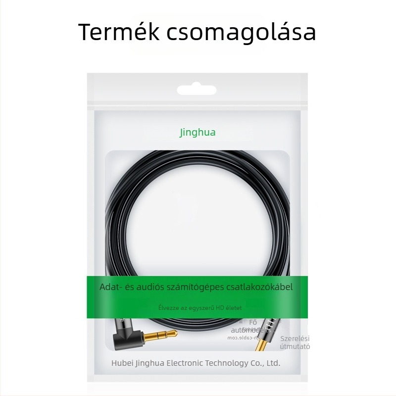 Jinghua 90°-os szögű 3,5 mm–3,5 mm audio kábel, mobiltelefonhoz, AV-hez és TV-hanghoz