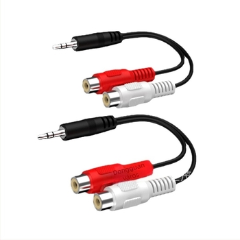 3,5 mm-es sztereóból kettős RCA női kimenetű audioadapter kábel, rézmag, nikkel bevonat, ROHS