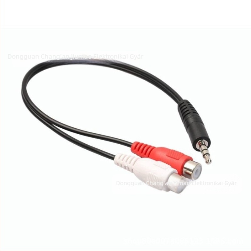 3,5 mm-es sztereóból kettős RCA női kimenetű audioadapter kábel, rézmag, nikkel bevonat, ROHS
