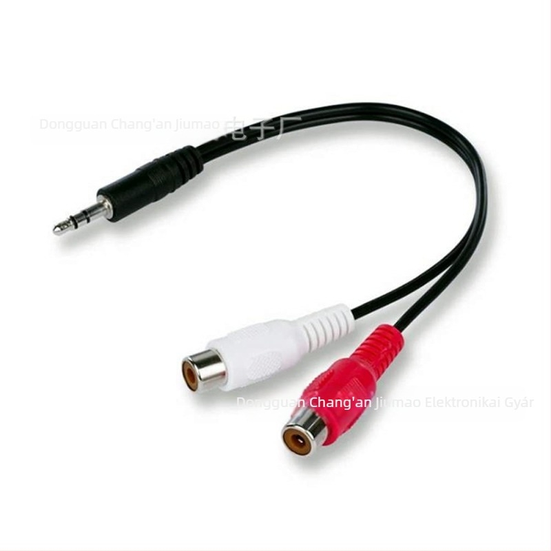 3,5 mm-es sztereóból kettős RCA női kimenetű audioadapter kábel, rézmag, nikkel bevonat, ROHS