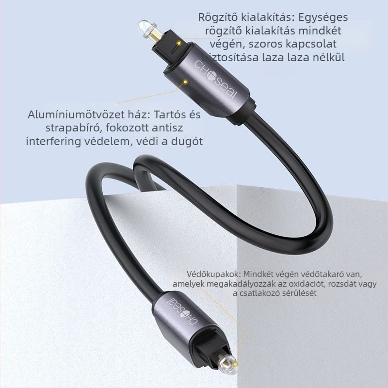 QS1106A Optikai szálas audió kábel - SPDIF digitális kimenet, 5.1 csatornás csatlakozás TV-hangprojektorhoz