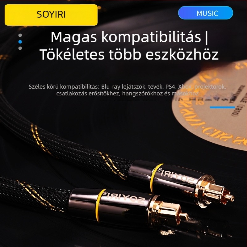 SOYIRI Digitális optikai hangkábel SPDIF TV-hez, PS Set-Top Box és Soundbar 5.1, aranyozott csatlakozók