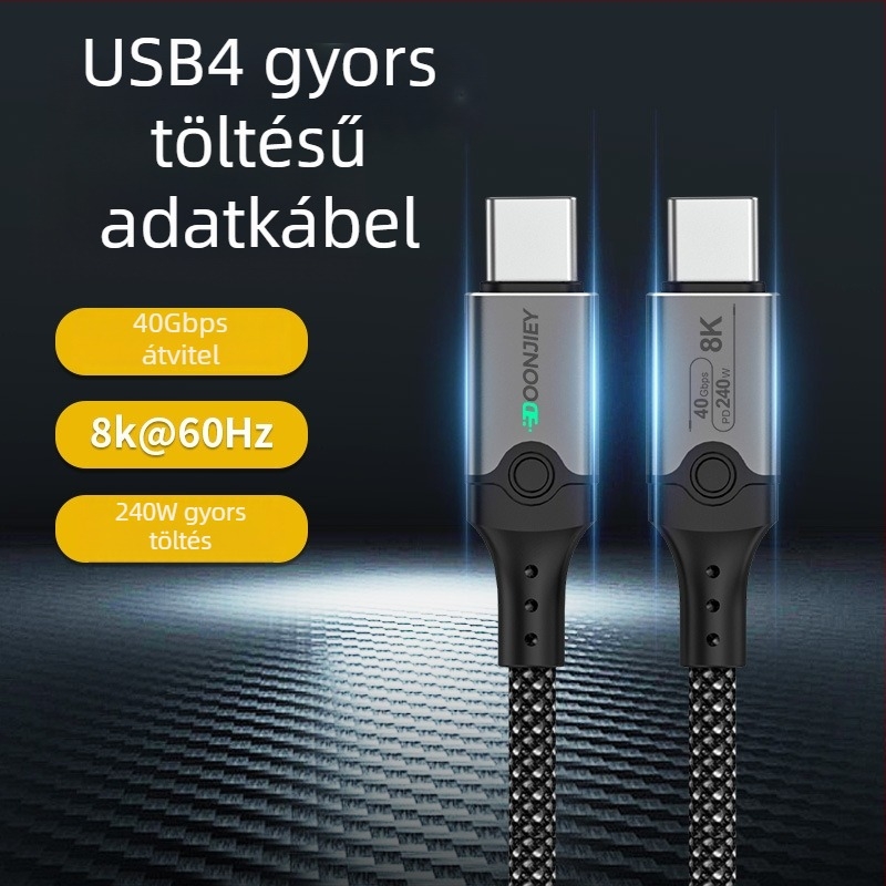 USB4 USB-C adatkábel, 40Gbps, 8K videó, 240W gyors töltés, CCC tanúsított