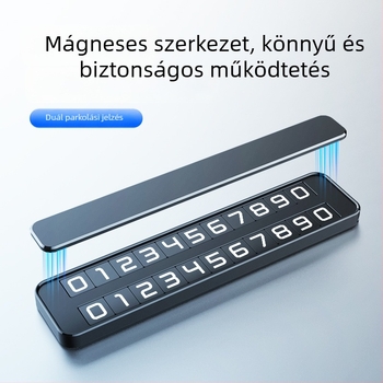 Világító fém ideiglenes parkolási tábla telefonszámmal, modell T2, logó nyomtatás opcióval, testreszabható
