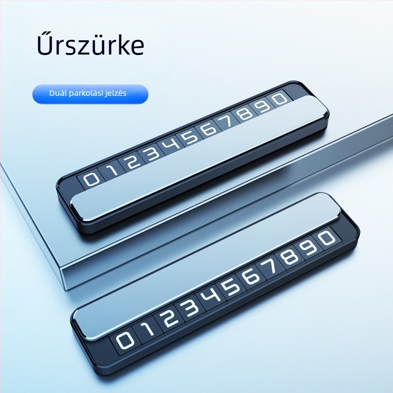 Világító fém ideiglenes parkolási tábla telefonszámmal, modell T2, logó nyomtatás opcióval, testreszabható