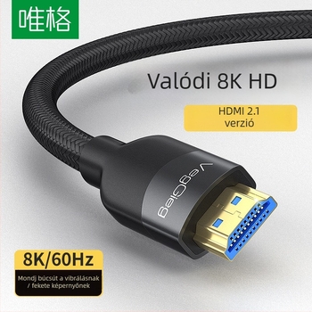 Weige HDMI 2.1 kábel, 8K, fonott, 1.5 m, aranyozott, PC/monitor/set-top box, 8K60Hz
