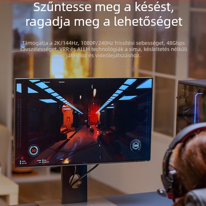 Weige HDMI 2.1 kábel, 8K, fonott, 1.5 m, aranyozott, PC/monitor/set-top box, 8K60Hz