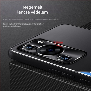 Huawei P60 / P60 Pro védőtok – matt felületű fém hátsó panel, szilikon puha szegélyek, teljes lefedettség, ütésálló