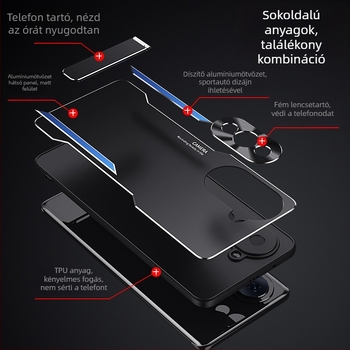 Huawei P60 / P60 Pro védőtok – matt felületű fém hátsó panel, szilikon puha szegélyek, teljes lefedettség, ütésálló