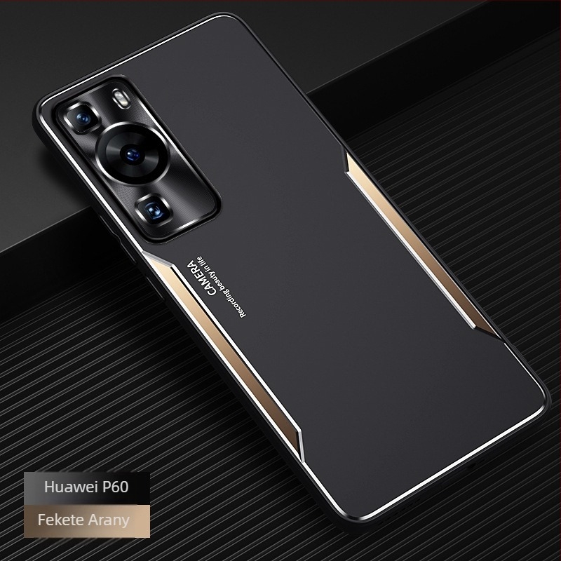 Huawei P60 / P60 Pro védőtok – matt felületű fém hátsó panel, szilikon puha szegélyek, teljes lefedettség, ütésálló