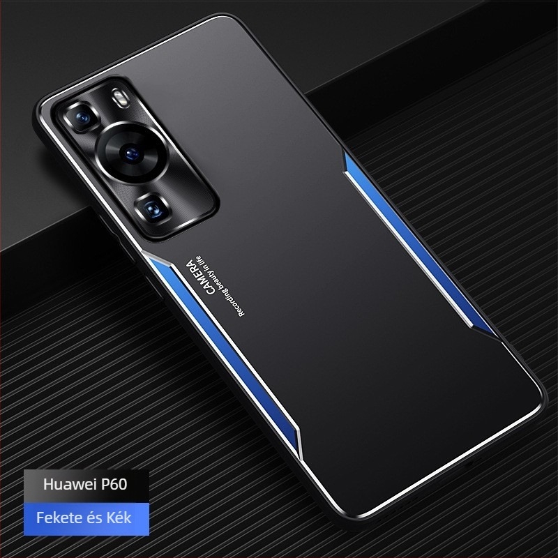 Huawei P60 / P60 Pro védőtok – matt felületű fém hátsó panel, szilikon puha szegélyek, teljes lefedettség, ütésálló