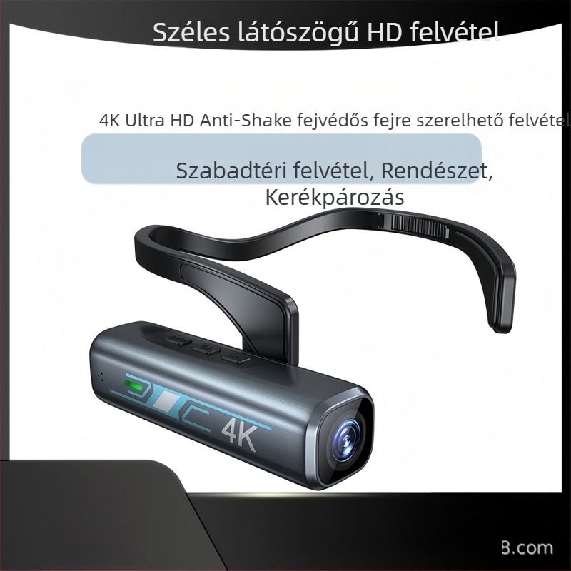 Fejre szerelt akciókamera 4K felbontással, elektronikus képstabilizáció, 2.0-s objektív, 1,5 hüvelykes LCD kijelző, CF-kártya tárhely
