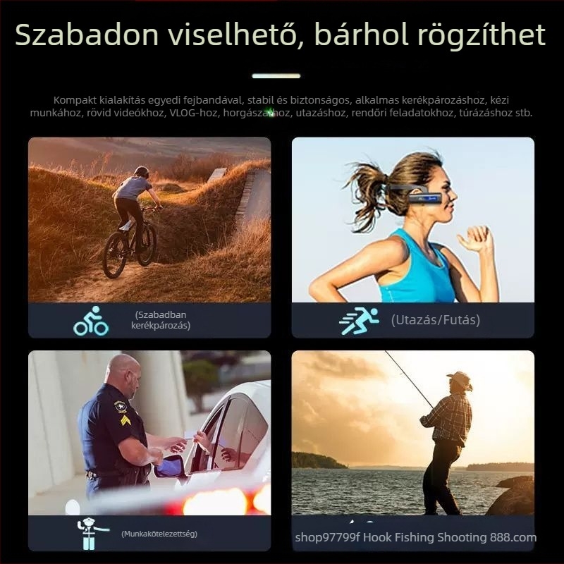 Fejre szerelt akciókamera 4K felbontással, elektronikus képstabilizáció, 2.0-s objektív, 1,5 hüvelykes LCD kijelző, CF-kártya tárhely